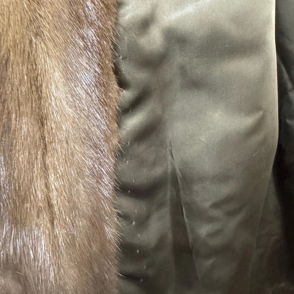 Custom made Mink Fur coat ladies Size 12-14 Jacket with Plush Fur Collar - Picture 12 of 16